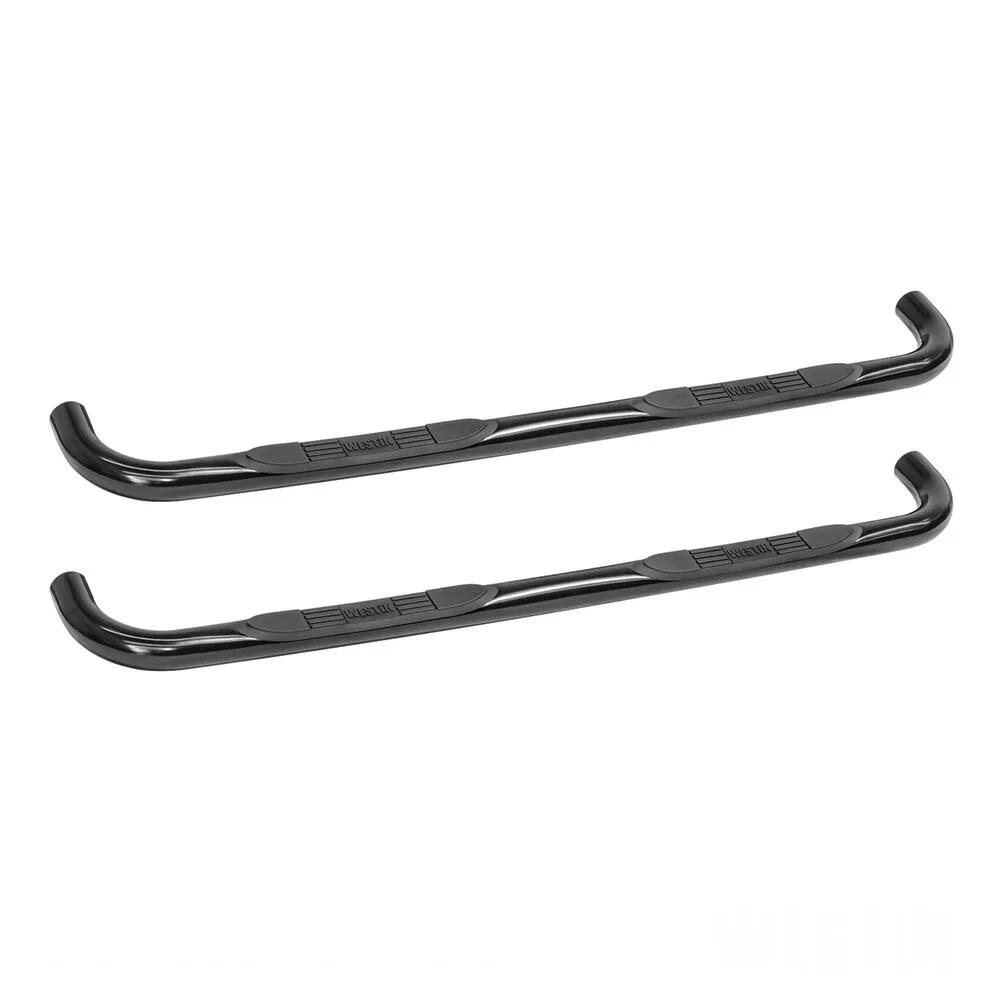 23-4095 – WESTIN Nerf Bar, With Step Pads 3 Inch Round Bent Powder Coated Black Mild Steel Without End Caps Rocker Pa...